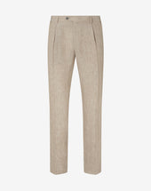Pants 1 pince beige in chambray di puro lino