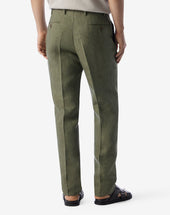 Pants 1 Pince Verdi In Chambray Di Puro Lino