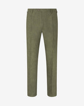 Pants 1 Pince Verdi In Chambray Di Puro Lino