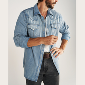 Men's Denim Long Sleeve Pearl Snap