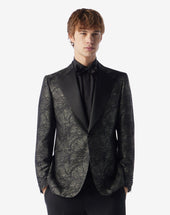 Jacket Da Smoking Salvia Nero In Pura Seta