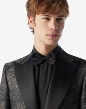 Jacket Da Smoking Salvia Nero In Pura Seta