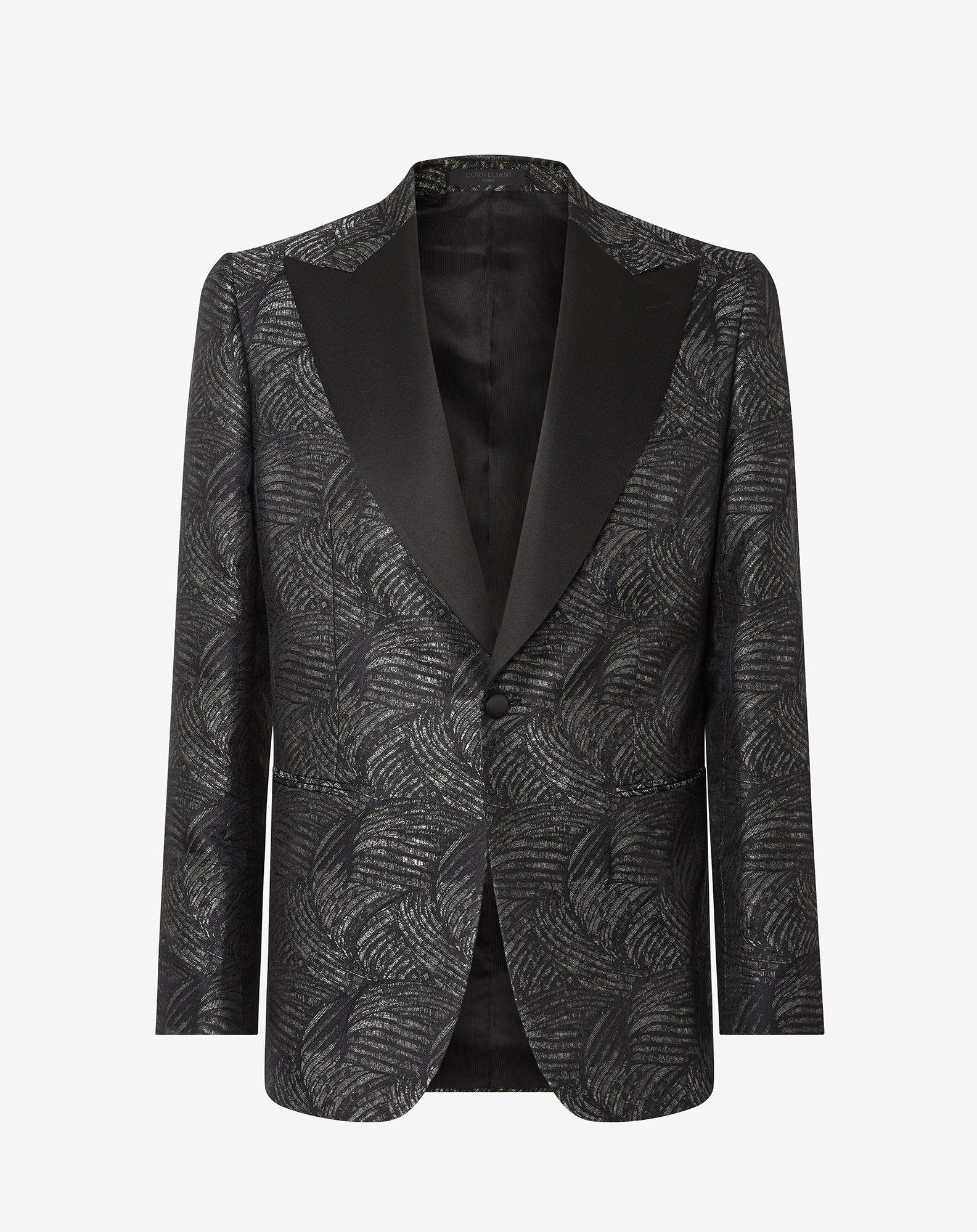 Jacket Da Smoking Salvia Nero In Pura Seta