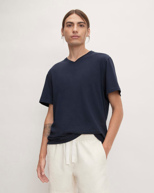 The Essential Organic V-Neck Tee | Deep Navy