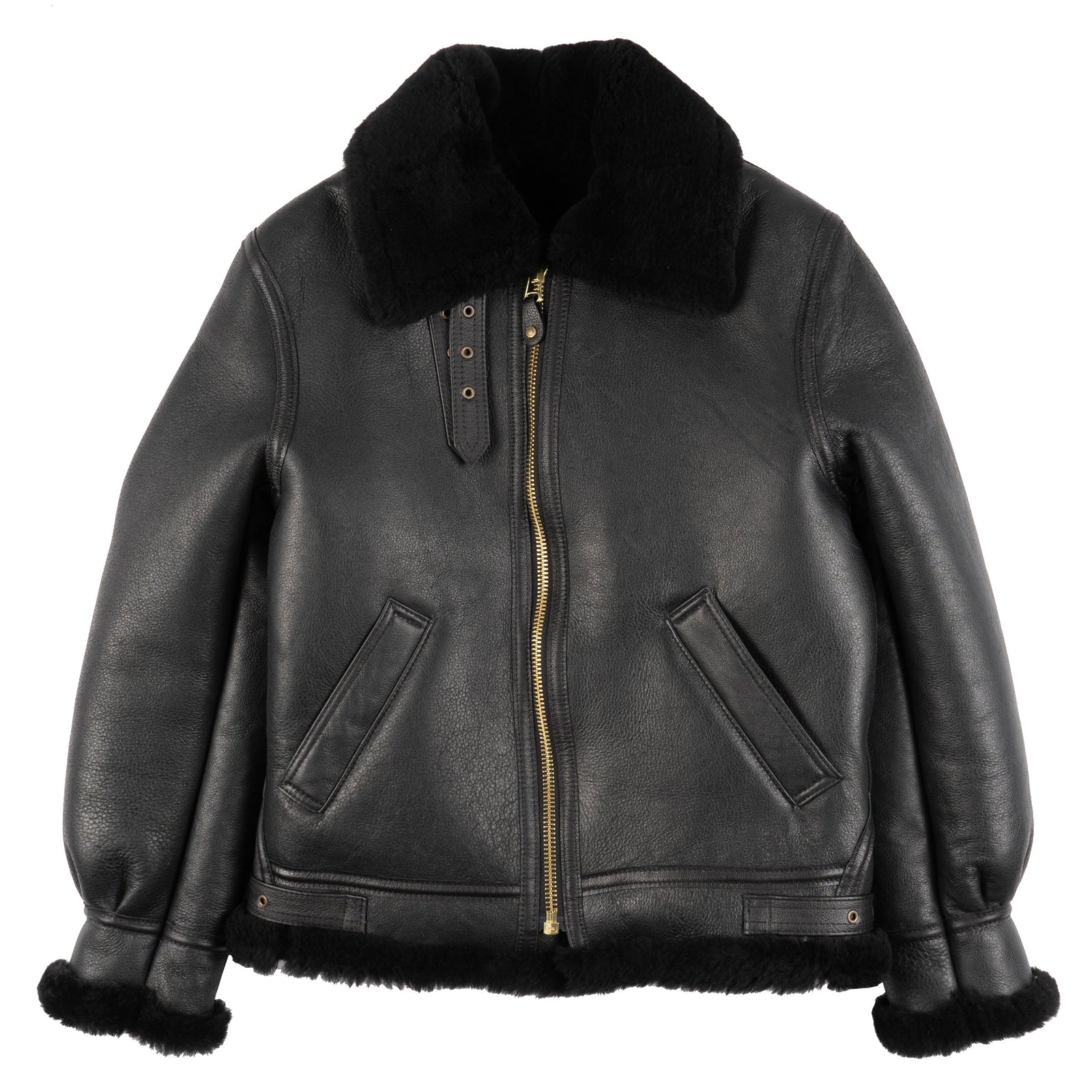 257s Classic B 3 Sheepskin Leather Bomber Jacket Ebony