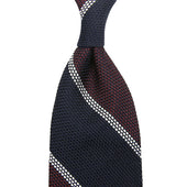 Block Stripe Grenadine / Garza Fina Silk Tie - Navy / Burgundy / White