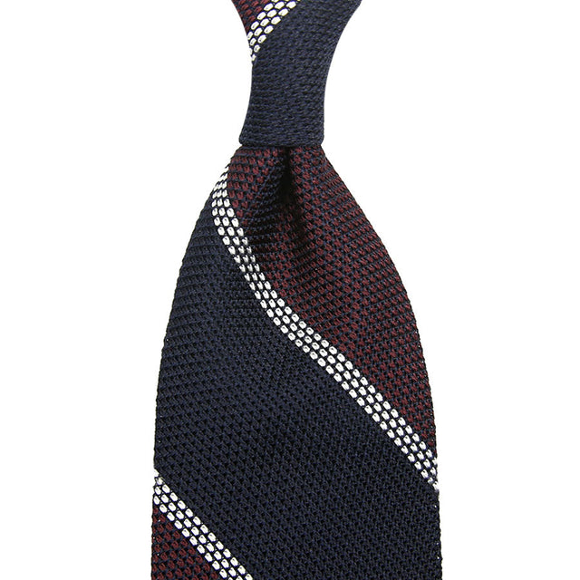 Block Stripe Grenadine / Garza Fina Silk Tie - Navy / Burgundy / White