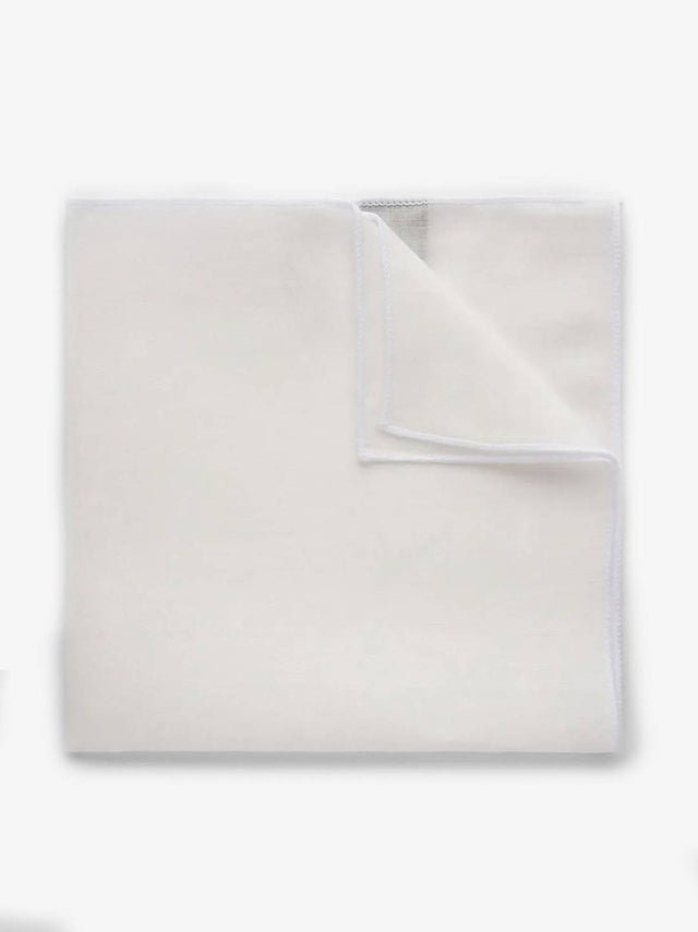 White Pocket Square Linen