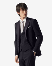 Smoking Con Gilet Navy In Pura Lana