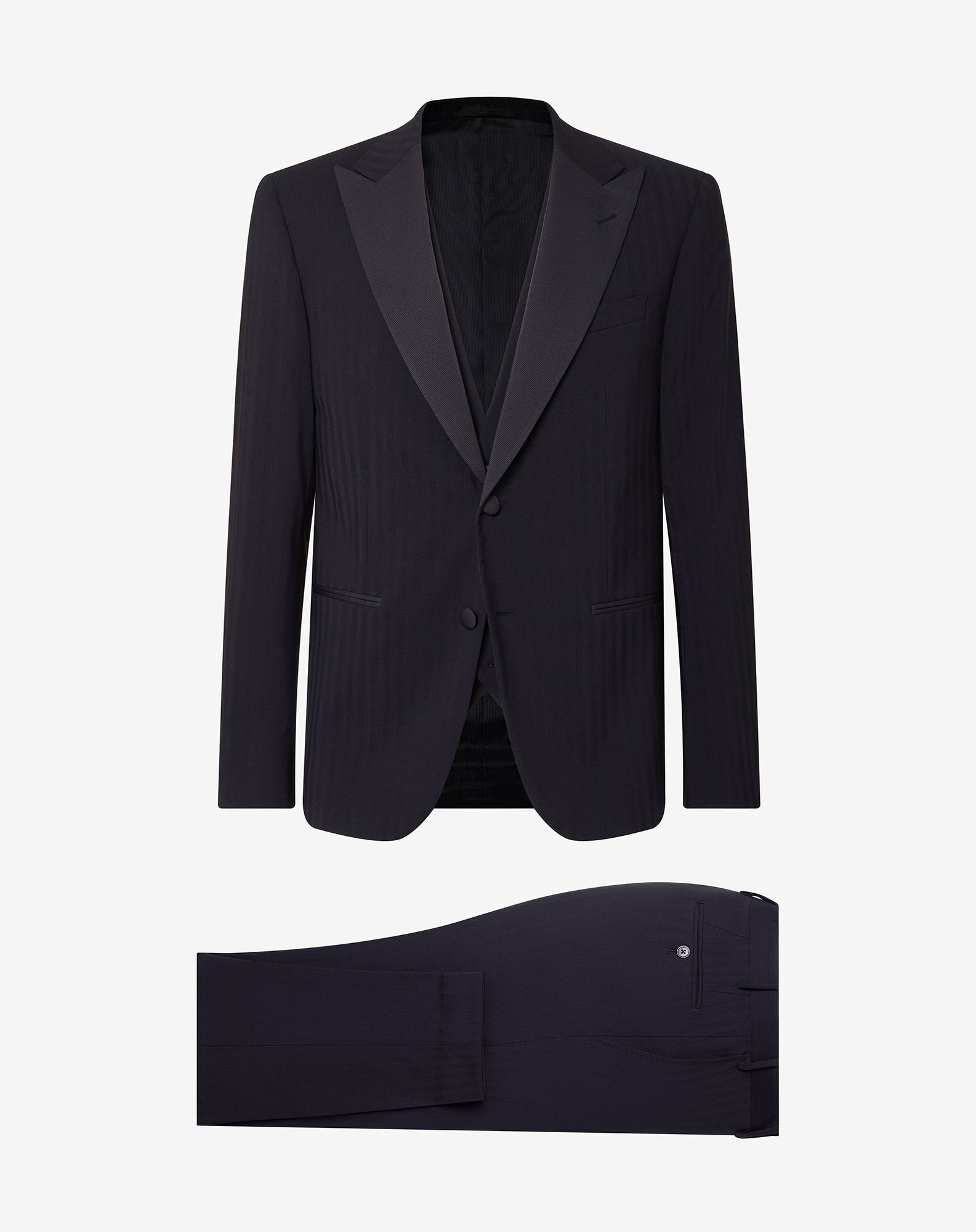 Smoking Con Gilet Navy In Pura Lana