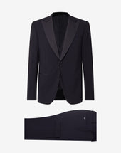 Smoking Con Gilet Navy In Pura Lana