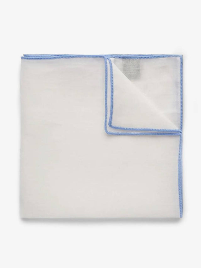 Light Blue & White Pocket Square Linen