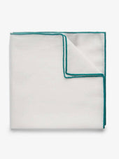 Green & White Pocket Square Linen