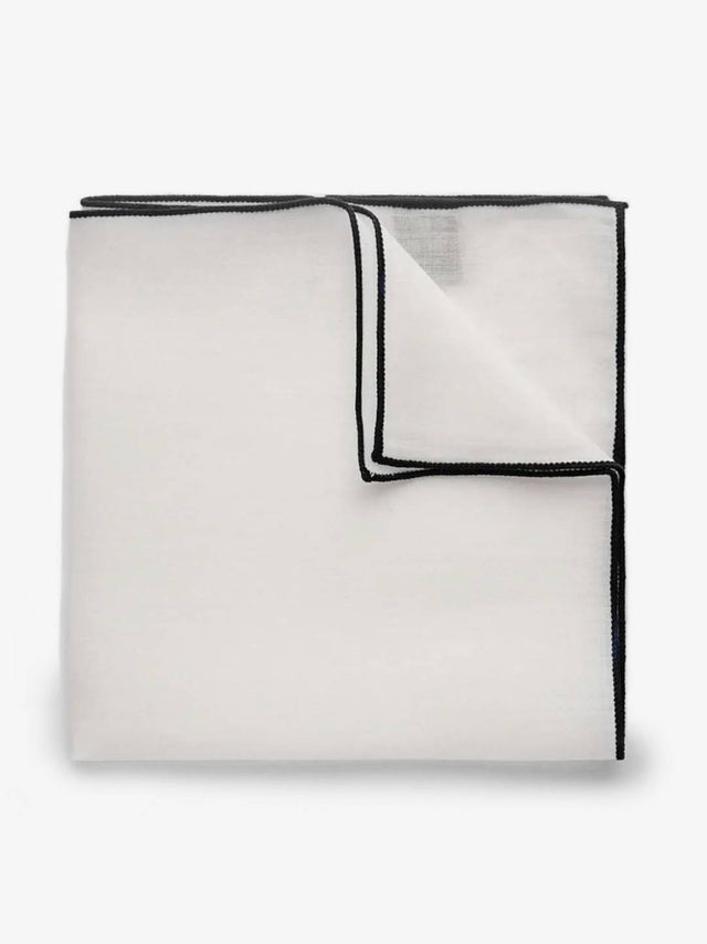 Black & White Pocket Square Linen