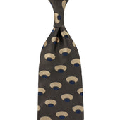 Geometrical Jacquard Silk Tie - Brown - Hand-Rolled