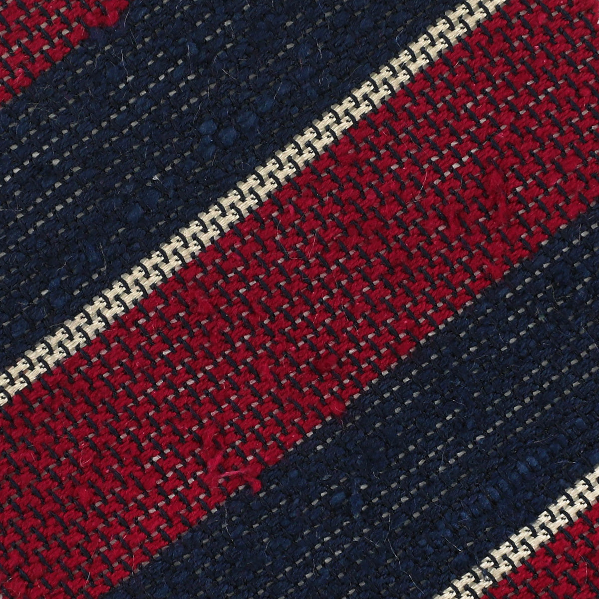 Striped Shantung Grenadine Bespoke Tie Navy