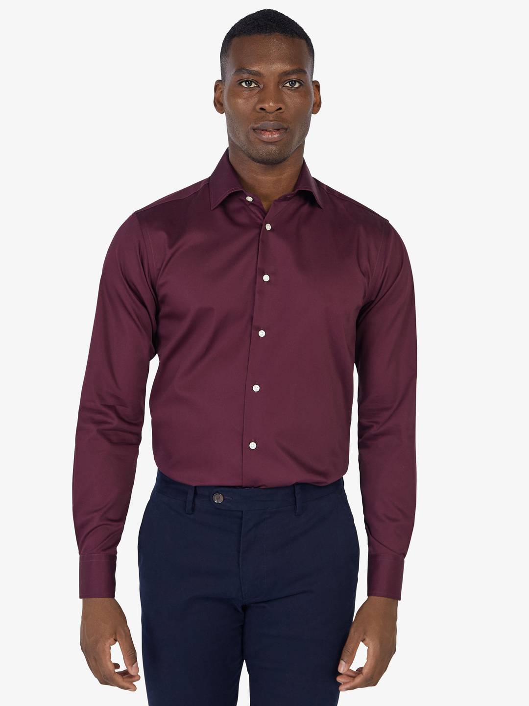 Burgundy Slim Fit Twill Shirt Cotton