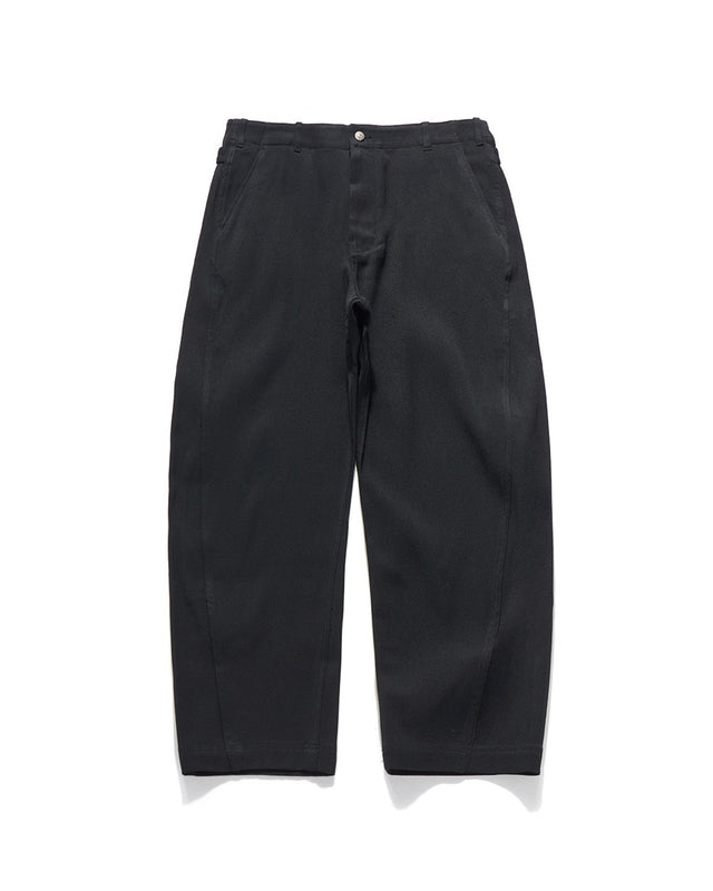 CINCH BACK CURVED PANTS / BLACK TWILL