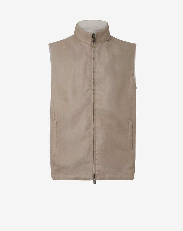 Gilet greige in puro lino reversibile