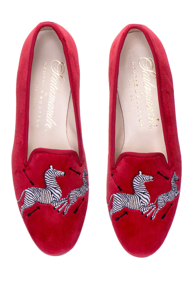 Zebras Red Velvet Slipper (Men)