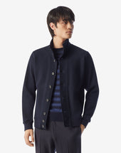 Giubbino Navy In Cotone A Nido D Ape