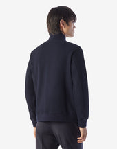 Giubbino Navy In Cotone A Nido D Ape