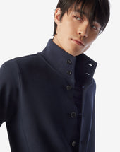 Giubbino Navy In Cotone A Nido D Ape