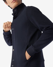 Giubbino Navy In Cotone A Nido D Ape