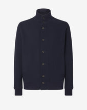Giubbino Navy In Cotone A Nido D Ape