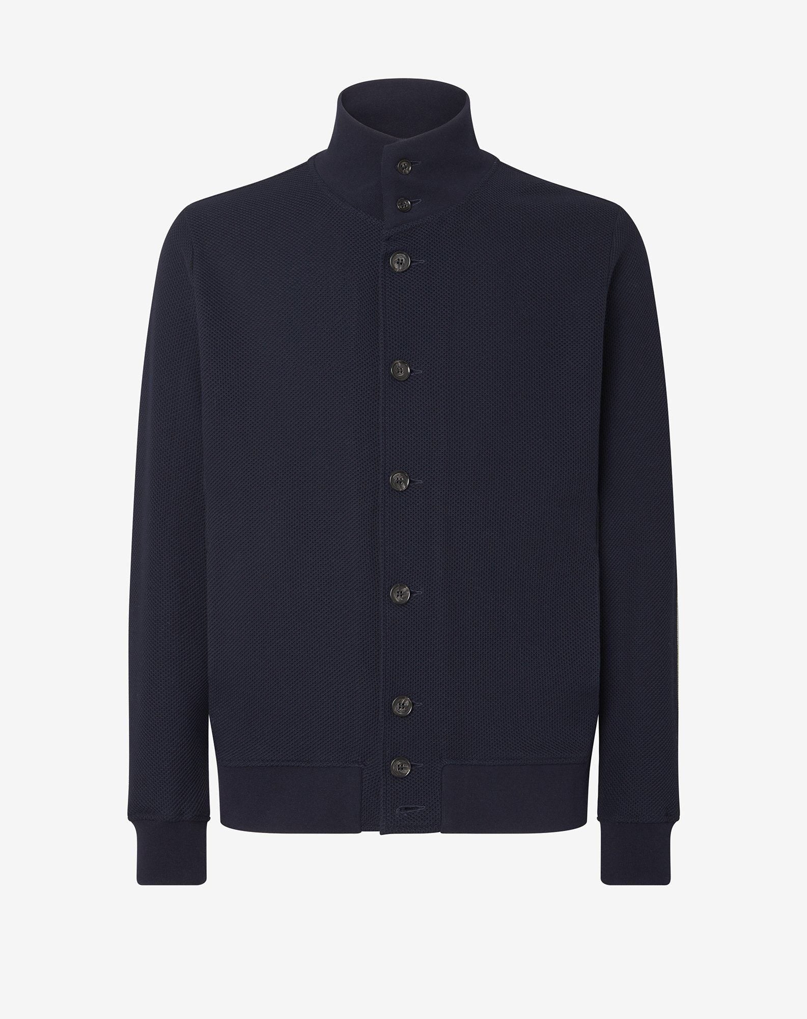 Giubbino blu navy in cotone a nido d'ape