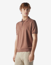 Polo Color Terra Bruciata Con Zip In Cotone Pima