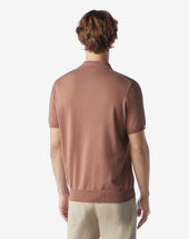 Polo Color Terra Bruciata Con Zip In Cotone Pima
