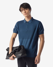 Polo Denim Con Zip In Cotone Pima