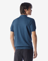 Polo Denim Con Zip In Cotone Pima