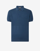Polo Denim Con Zip In Cotone Pima