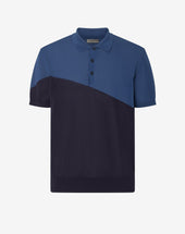 Polo con bottoni blu/blu chiaro in ice cotton
