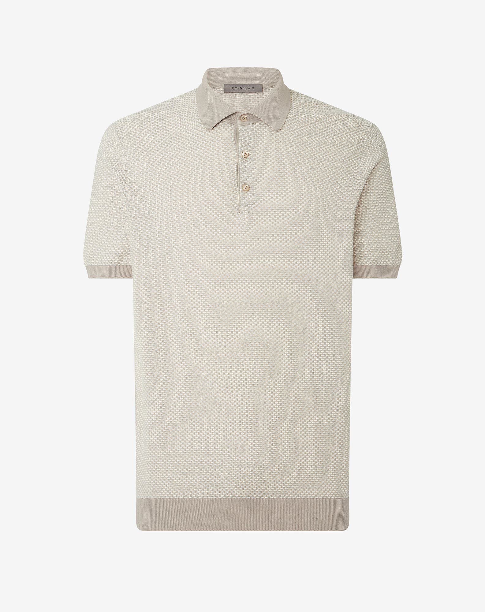 Polo con bottoni beige in cotone egiziano