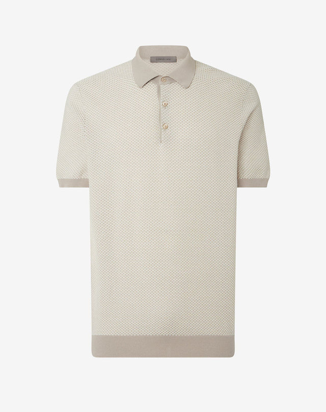 Polo con bottoni beige in cotone egiziano
