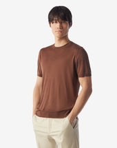 Sweater Girocollo Terra Bruciata In Pura Seta