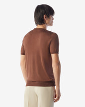 Sweater Girocollo Terra Bruciata In Pura Seta