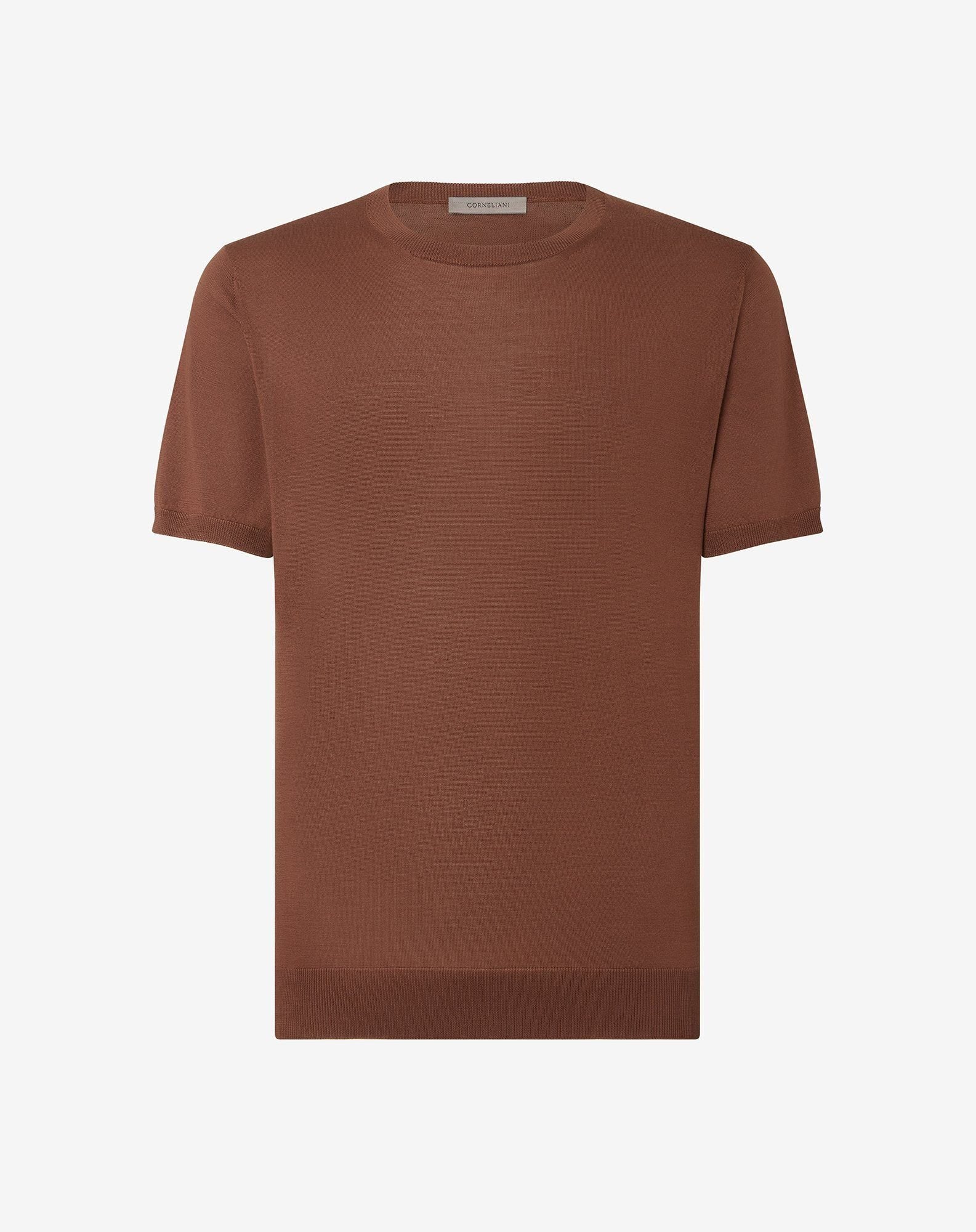 Sweater Girocollo Terra Bruciata In Pura Seta