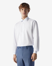 Shirt Con Riga Bianca E Azzurra In Cotone