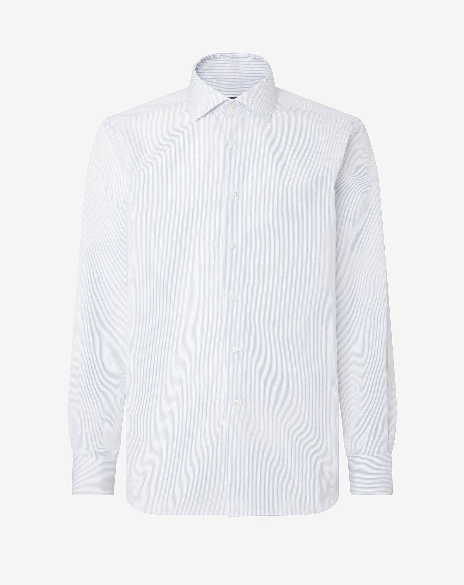 Shirt con riga bianca e azzurra in cotone