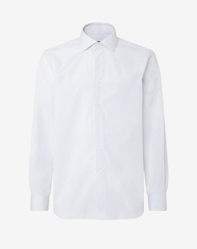 Shirt con riga bianca e azzurra in cotone
