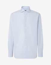 Shirt Con Riga Azzurra E Marrone In Cotone