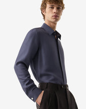 Shirt Navy In Seta