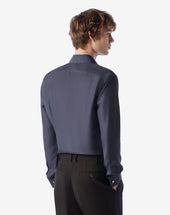 Shirt Navy In Seta