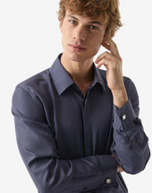 Shirt Navy In Seta