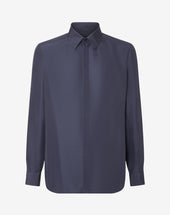 Shirt Navy In Seta