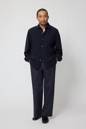 Spread Collar Shirt Wool Seersucker